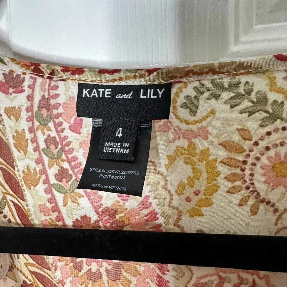 KATE and LILY‎  Size 4 Long Sleeve Maxi Dress Autumn Paisley Floral - Picture 3 of 5